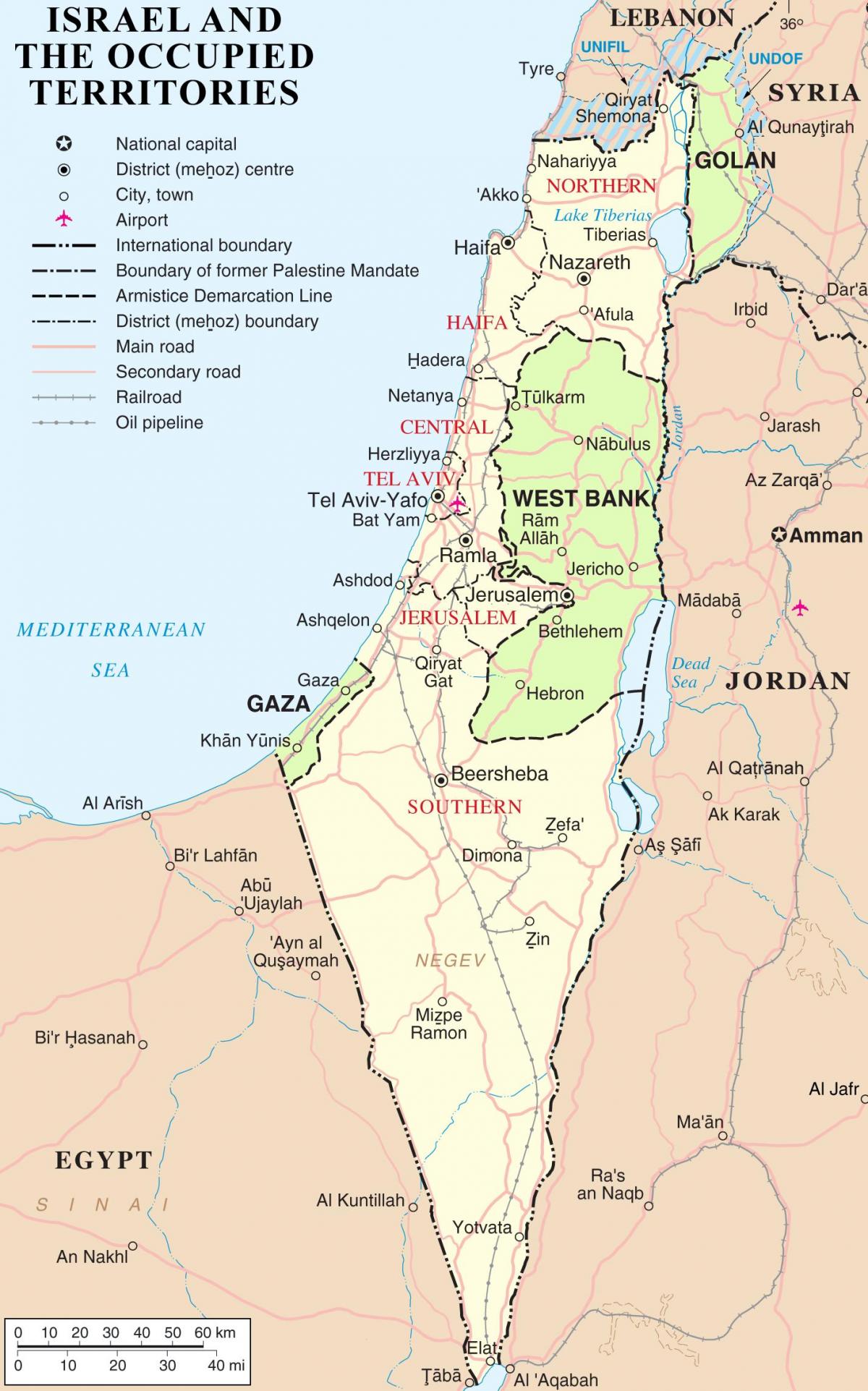 Carte du pays Israël