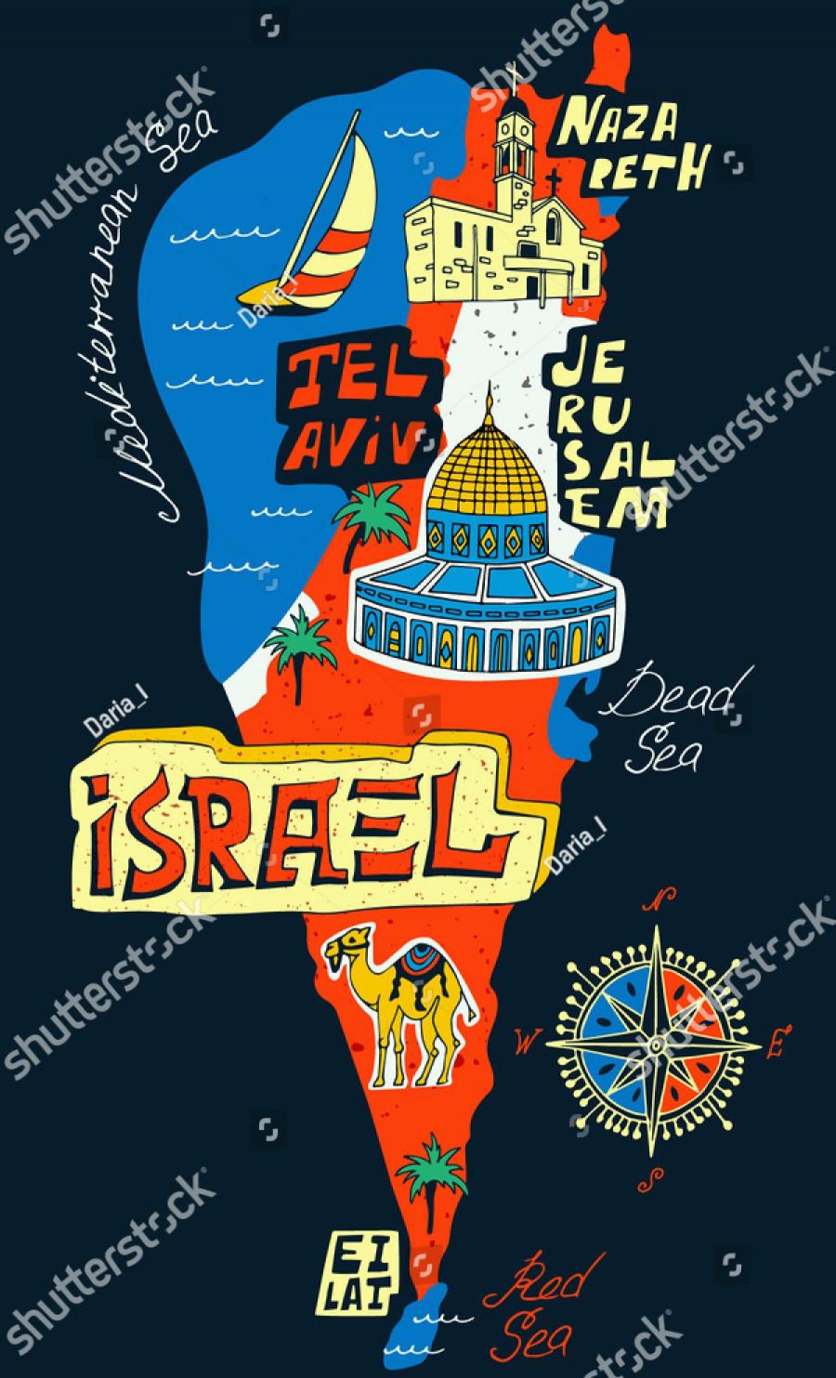 Carte des attractions touristiques d'Israël