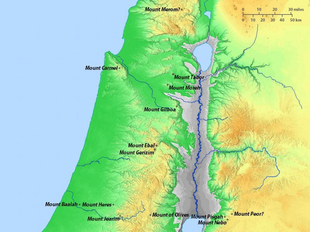 Carte des montagnes en Israël
