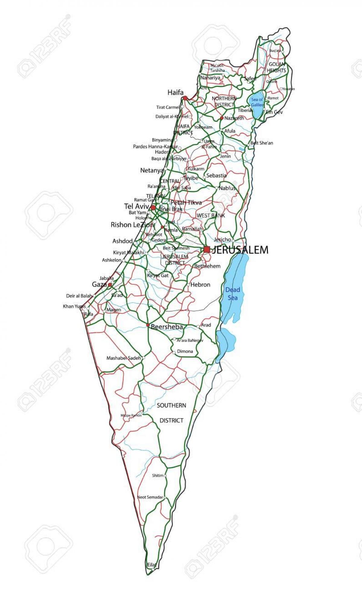 Carte des autoroutes d'Israël