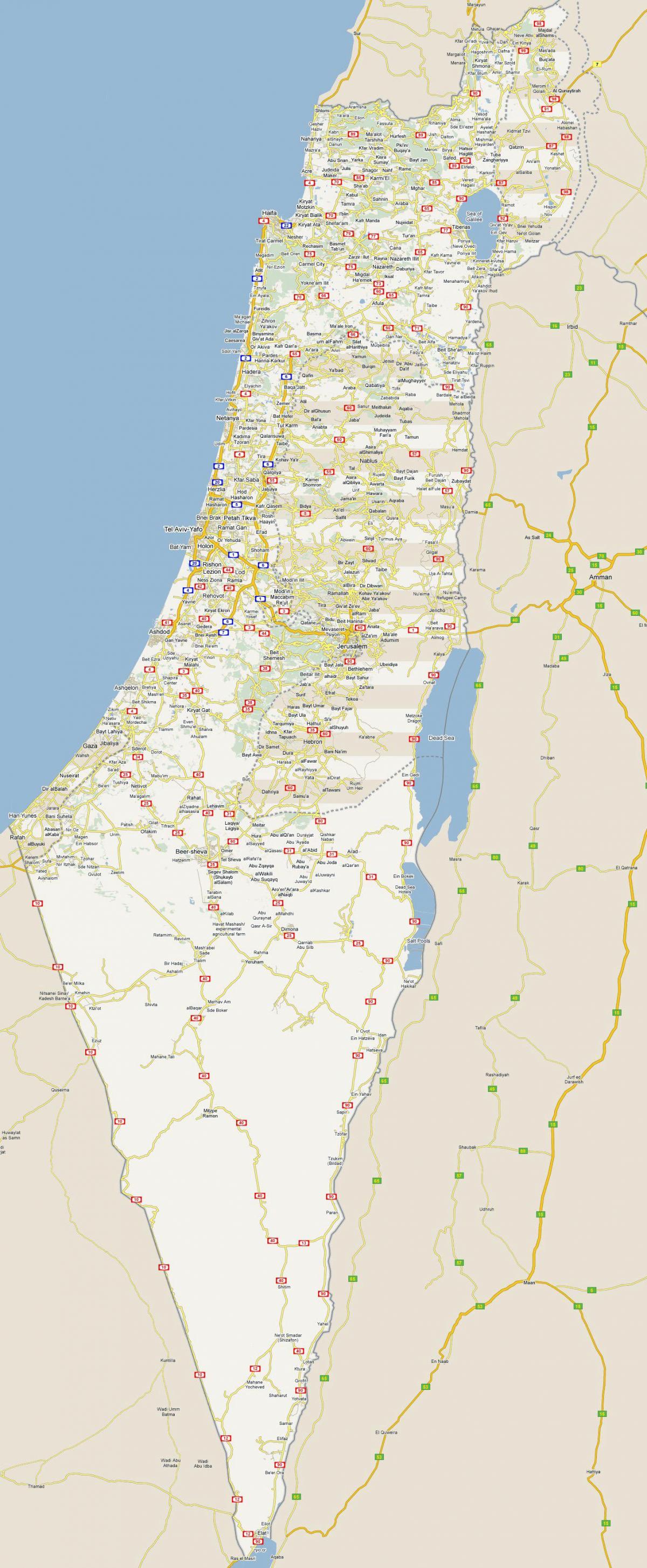 Carte routière d'Israël