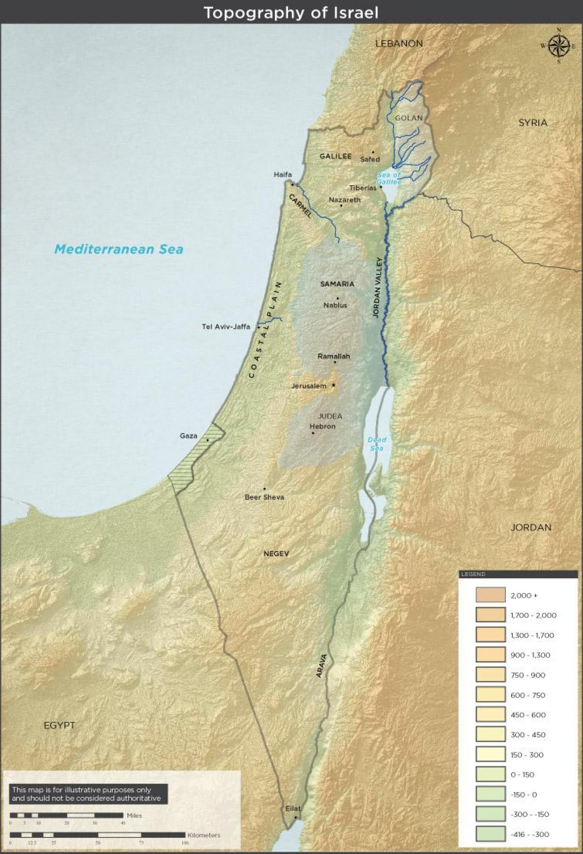Carte topographique d'Israël