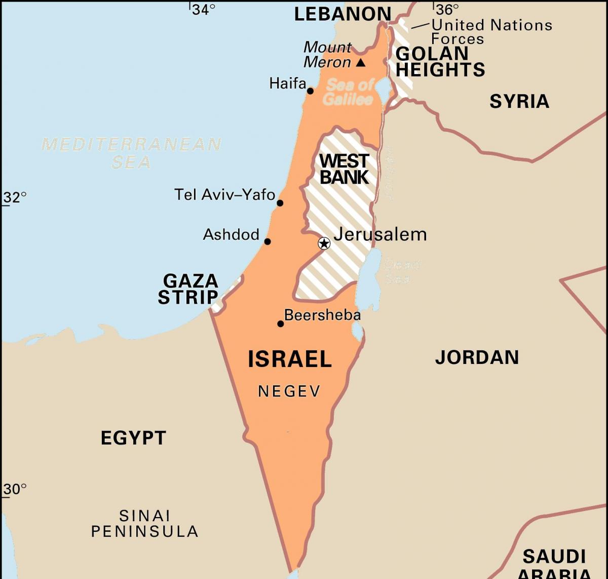 Carte d'Israël et des pays limitrophes